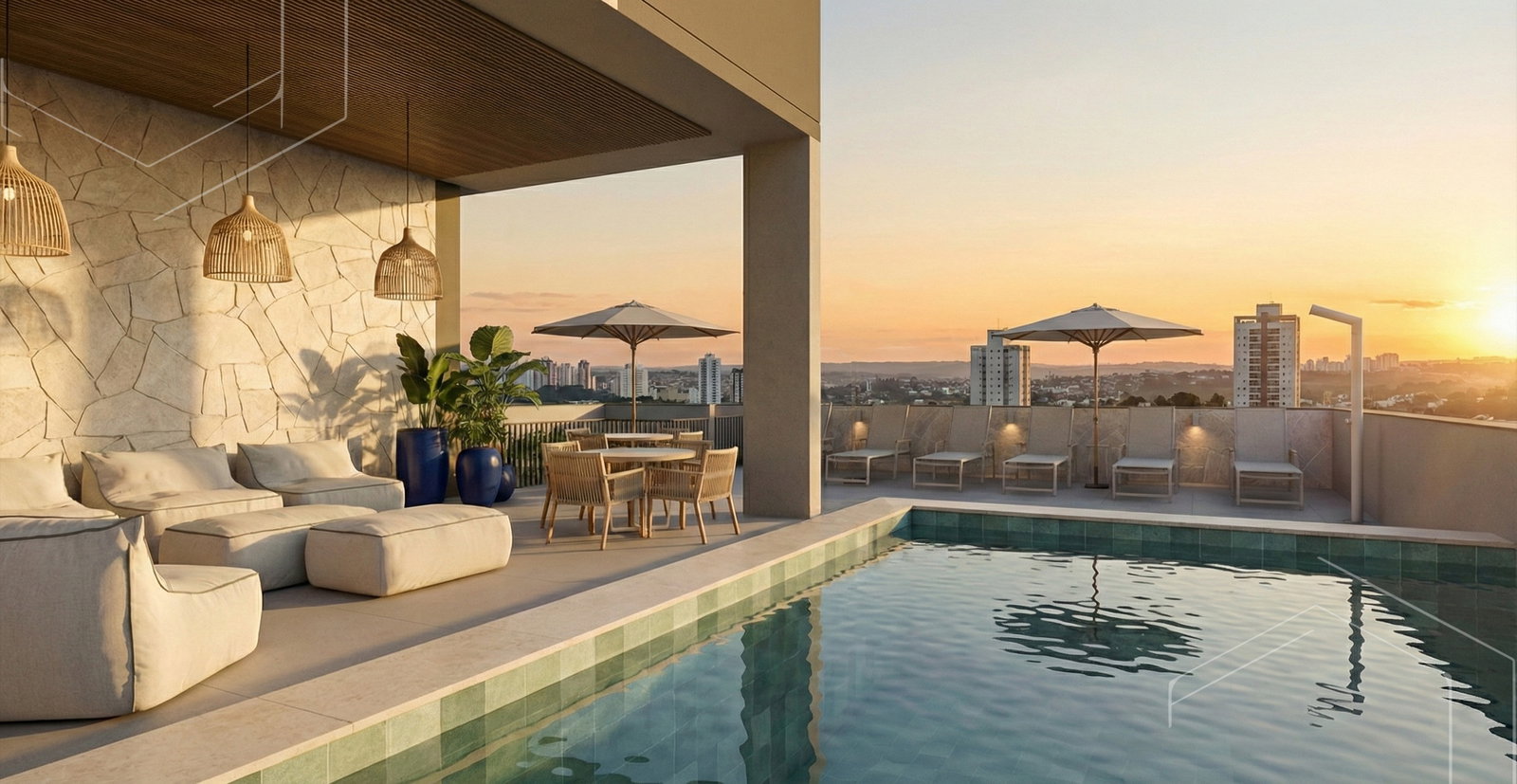 Piscina do West Line com vista para a cidade